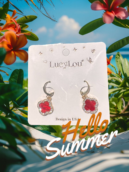 ✨ Gold & Red Abalone Flower Hoop Earrings – Summer-Ready Statement Jewelry | LucyLou Design