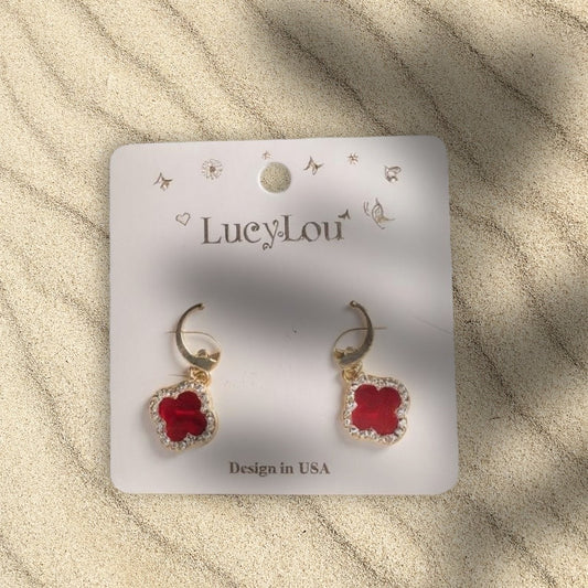 ✨ Gold & Red Abalone Flower Hoop Earrings – Summer-Ready Statement Jewelry | LucyLou Design