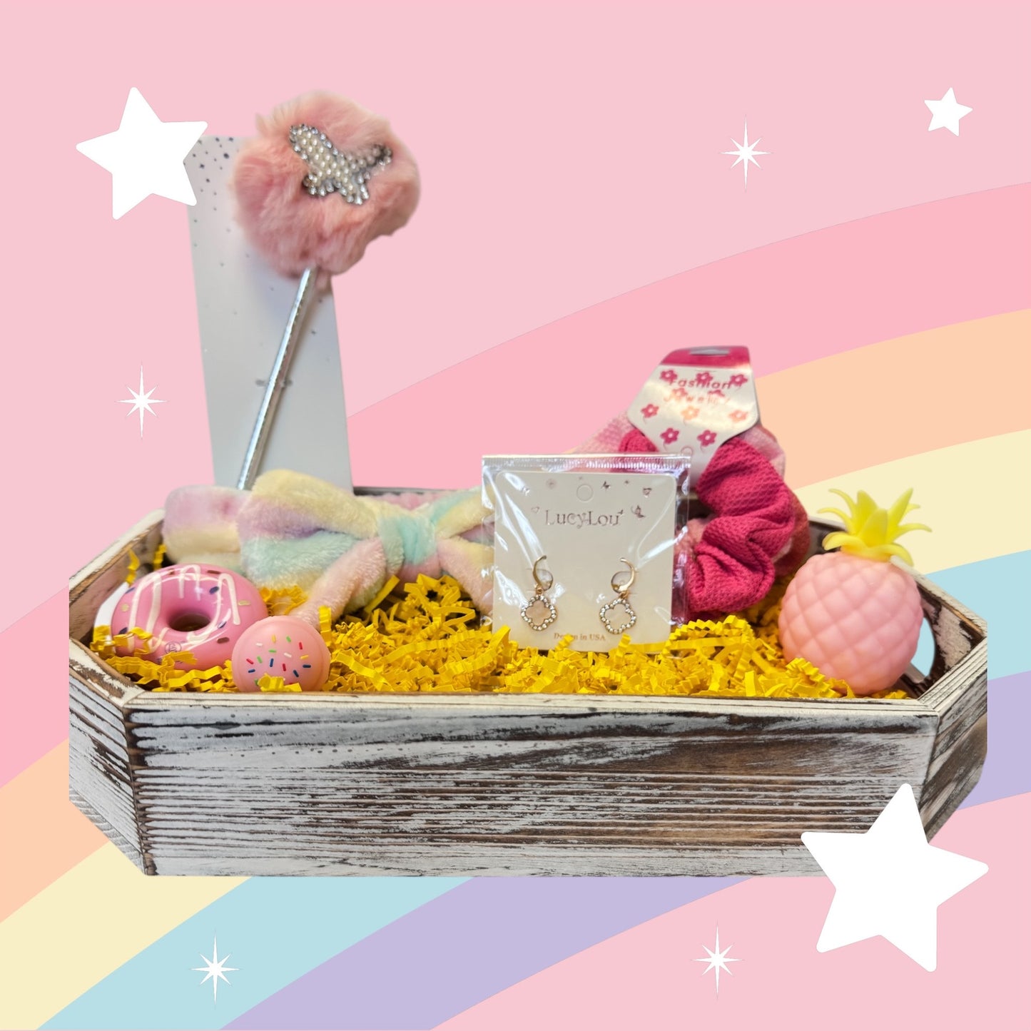 Sweet & Sparkly Girl's Gift Basket – Adorable Accessories & Fun Surprises!