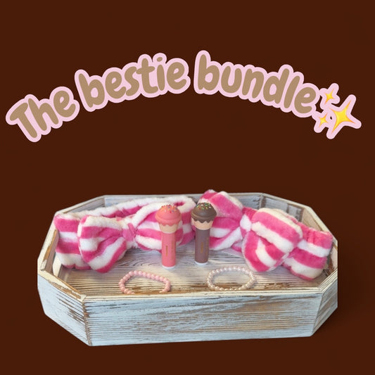 Teen Bestie Bundle – Matching Friendship Gift Set | Pink Headbands, Lip Gloss & Beaded Bracelets | Cute Gift for Best Friends, Teens, Girls